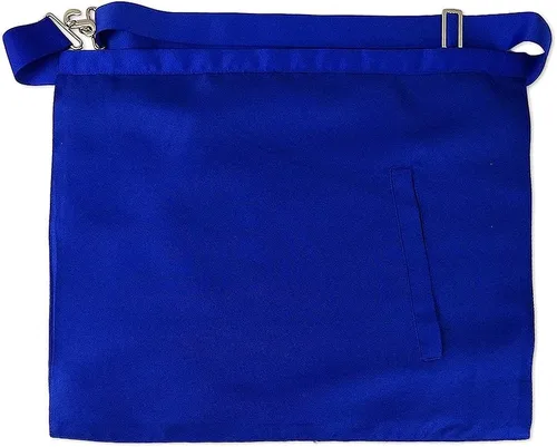 Vista 2 de Masonic Master Mason Blue Lodge Delantal de tela blanca con borde de cinta de grogrén azul, Blanco y azul