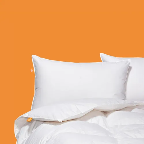 Vista 5 de Canadian Down & Feather Co. - Almohada de plumas de ganso blanco de soporte medio, tamaño estándar, carcasa de 255 hilos, 100% algodón, relleno