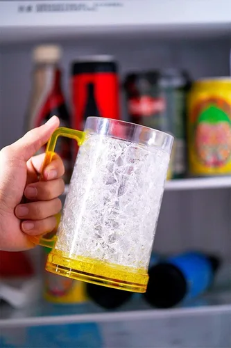 Vista 3 de Vasos para beber, tazas de cerveza de gel de doble pared, tazas de hielo para congelador, 16 onzas, taza de cerveza de plástico de enfriamiento