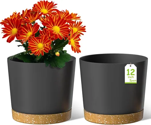 Vista 9 de ZMTECH Macetas para plantas, juego de 6 macetas de plástico de riego automático de 6.5 pulgadas con orificio de drenaje y platillo, maceta