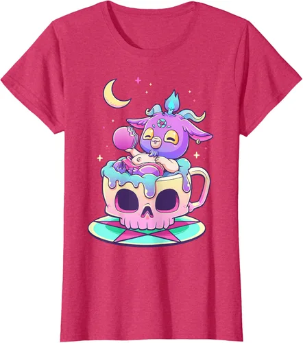 Vista 7 de Kawaii Pastel Goth Cute espeluznante Pentáculo Baphomet - Camiseta de cabra, Negro