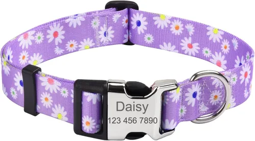 Vista 29 de Mihqy Collares de perro personalizados, collar de perro personalizado con nombre y número de teléfono, múltiples patrones y 4 tamaños de collar