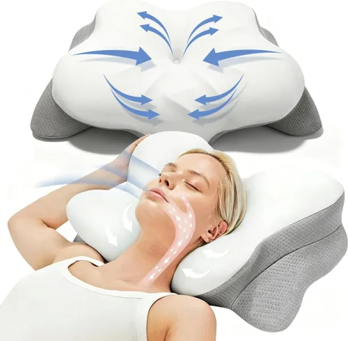 Vista 10 de Cervical Memory Foam Pillow Ergonomic Neck Pain Relief for Sleeping (Blue)