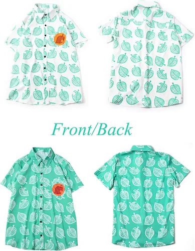 Vista 4 de Camisa unisex para cosplay, manga corta con botones para adultos, niños, hombres, mujeres, niñas y niños