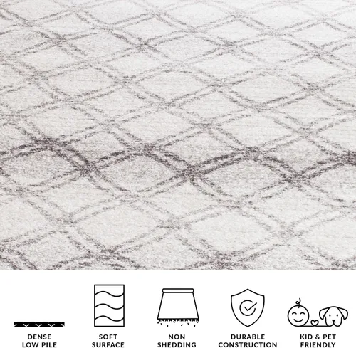 Vista 5 de SAFAVIEH Adirondack Collection - Alfombra decorativa, 2 pies 6 pulgadas x 4 pies, color plateado y carbón, diseño moderno de enrejado, no desprende
