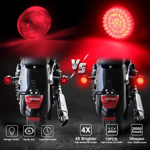 Vista 3 de NTHREEAUTO - Señales de giro traseras LED 1156 de 2 pulgadas, panel de luces traseras de motocicleta compatible con Harley Sportster, Dyna, Street