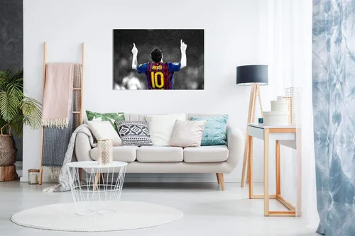 Vista 3 de Lionel Messi Barcelona Fc - Lienzo decorativo para pared (12 x 8 pulgadas)