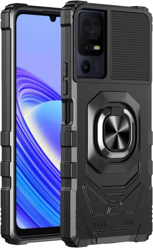 Vista 2 de Funda para teléfono TCL 40 SE con protector de pantalla, soporte de anillo para montaje magnético de automóvil, grado militar, resistente, a prueba