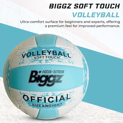 Vista 2 de Biggz Beach Volleyball Size 5 with Hand Pump - White or Teal