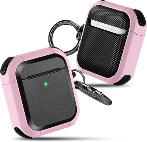 Vista 8 de ORIbox Funda protectora que absorbe los golpes compatible con AirPods 1 y AirPods 2, cuerpo completo resistente con llavero para AirPods, azul