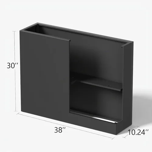 Vista 5 de Stoog - Macetero alto rectangular de metal de 38" - Macetero para todo clima para uso en interiores/exteriores, con estante extraíble y diseño Negro