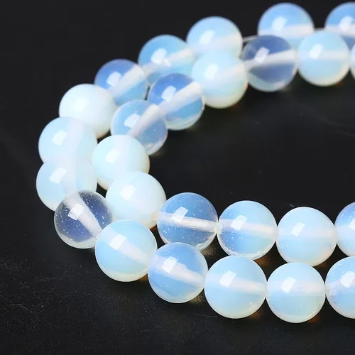 Vista 4 de 4mm 90 piezas Cuentas de piedra natural AAA Cuentas sueltas de cristal de energía redondas de ópalo blanco de 4 mm con poder curativo para hacer
