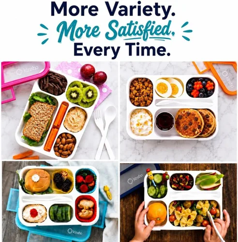 Vista 7 de Bento - Juego de Lonchera para almuerzo o refrigerio, a prueba de fugas, con recipientes, para niños y adultos, libre de BPA, apto para microondas
