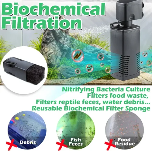 Vista 3 de TARARIUM Filtro de Tanque de Peces para Tanque de 15-40 Galones Filtros de Acuario Internos de Cristal Claro Potentes Bomba Sumergible y Sistema