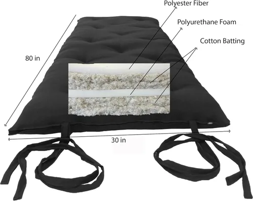 Vista 2 de Colchones japoneses tradicionales para piso de D&D Futon Furniture, plegables, negros