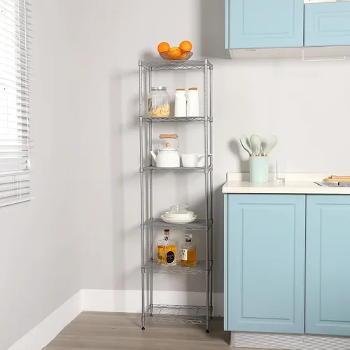 Vista 6 de REGILLER Estante de almacenamiento de acero con 6 alambres, estantes ajustables para lavandería, baño, cocina, despensa, armario