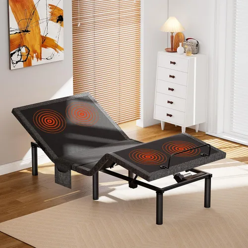 Vista 15 de AMADA HOMEFURNISHING Base de cama ajustable con masaje, base de cama ajustable individual XL controlada por aplicación con 4 puertos USB y luz LED