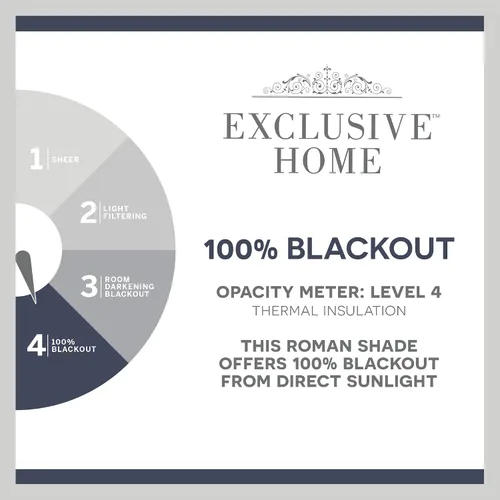 Vista 5 de Exclusive Home - Persiana Acadia 100% blackout de poliéster estilo romana, 23"x64", plata