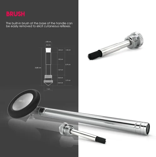 Vista 6 de Instrumentos de MDF, Babinski Telescoping 2.0® Martillo de reflejo neurológico con cepillo incorporado para respuestas cutáneas y superficiales