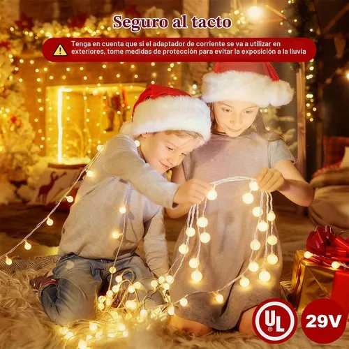 Vista 5 de Luces de Navidad de 33 pies para interiores, 100 luces LED para interiores, cadena de luces de globo para dormitorio, 8 modos con control remoto