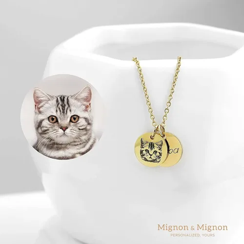Vista 2 de Regalos personalizados para mascotas Collar conmemorativo de gato Joyería personalizada para mascotas Perro Mamá Joyería conmemorativa Retrato