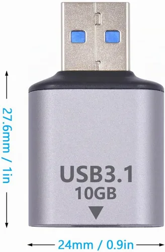 Vista 7 de Poyiccot Adaptador USB C a USB de 10 Gbps 3.1 Gen 2, (paquete de 1) USB C hembra a USB macho Adaptador de doble cara SuperSpeed Data Sync &