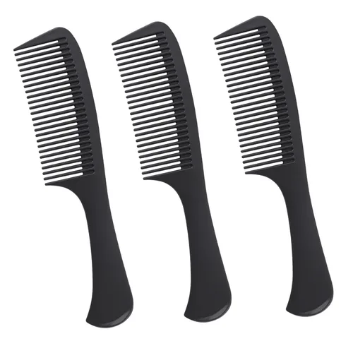 Vista 8 de Peine desenredante grande con mango profesional, fibra de carbono, corte, peluquería, peinado, diente redondo, peluquería, peluquería, peine