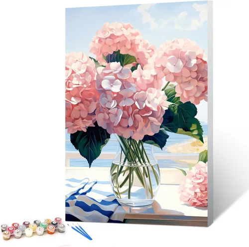 Vista 16 de Ginkko Kit de pintura por números para adultos, principiantes y niños de 8 a 12 años con marco de madera, fácil acrílico sobre lienzo de 8 x 12