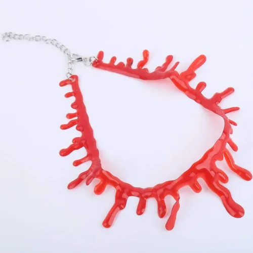 Vista 4 de Collar con colgante de cicatriz sangrienta, collar de halloween Mardi Gras para damas