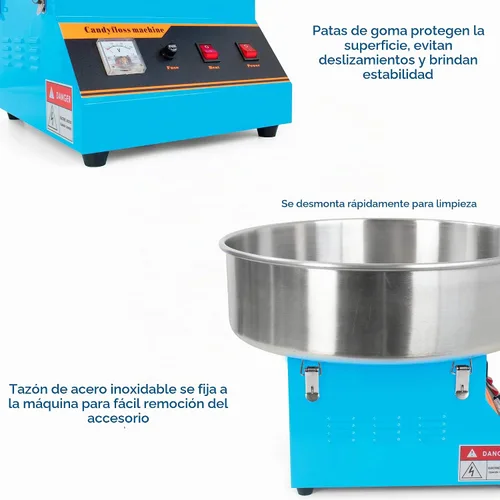 Vista 3 de VIVO - Máquina eléctrica comercial para hacer algodón de azúcar Azul