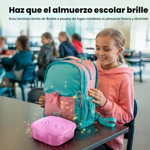 Vista 2 de Yoobi x Barbie - Caja Bento rosa y paquete de hielo, 3 compartimentos, a