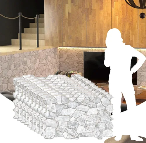 Vista 7 de Dundee Deco Paneles de pared 3D de piedra sintética de PVC marrón, 3.2 pies x 2.1 pies (98cm x 63cm), paquete de 10, decoración de paneles de pared