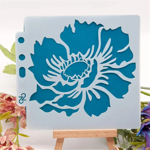 Vista 2 de Plantillas de pintura de plástico PET con diseño hueco de flores, perfectas para diseño textil, decoración de pared, ventana, papel, álbumes