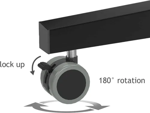 Vista 6 de DlandHome Escritorio móvil de pie con ruedas, mesa auxiliar móvil de 23.6 pulgadas con ruedas, soporte móvil ajustable para computadora portátil