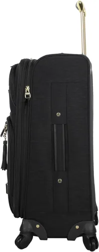 Vista 7 de Steve Madden Designer Luggage Collection - Maleta ligera expandible de 240in bolsa a cuadros con ruedas giratorias de tamaño mediano negro 240in