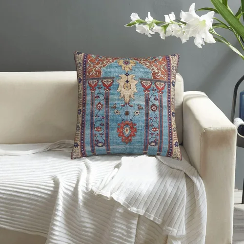 Vista 5 de Alfombra de seda persa antigua con estampado de 11 fundas de almohada de terciopelo suave, funda de cojín decorativa para decoración del hogar, sala