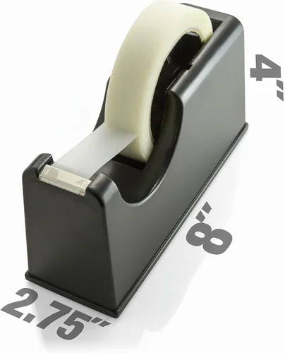 Vista 2 de Officemate - Dispensador de cinta 2 en 1, soporte de escritorio resistente para rollos de cinta de núcleo de 1 y 3 pulgadas, construcción resistente