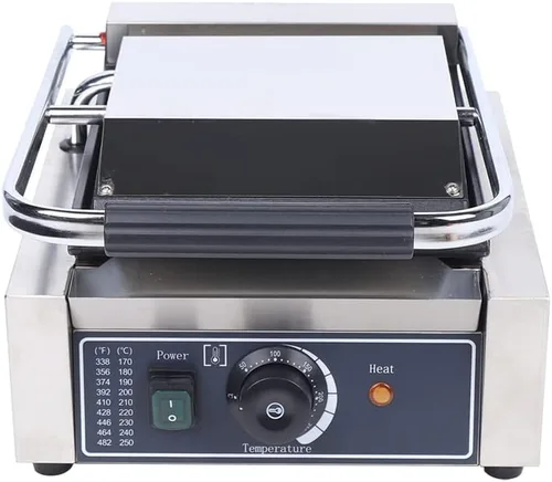 Vista 2 de Prensa comercial Panini, 110V 1800W Plato Plano Sandwich Grill, Acero
