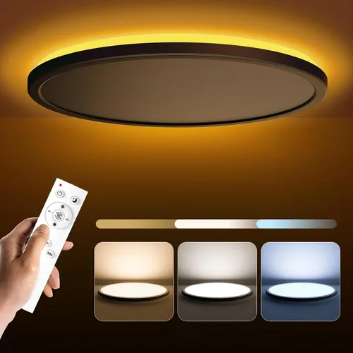 Vista 9 de Matane Lámpara de techo empotrada con control remoto, luz nocturna de 8.7 pulgadas, 18 W, 3000 K-6500 K, ajustable, luces LED de bajo perfil