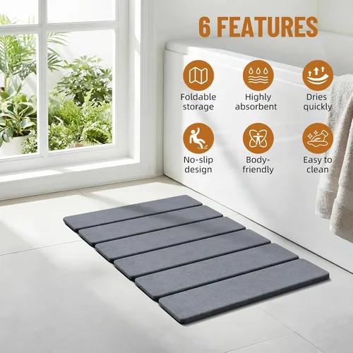 Vista 6 de Luxspire Tapete de baño de piedra, tierra de diatomeas de 24 x 16 pulgadas A-Dark Gray
