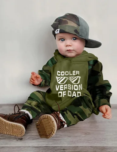 Vista 2 de Ropa de bebé niño suéter con capucha pantalones de bebé 2 piezas conjunto de ropa de regalo