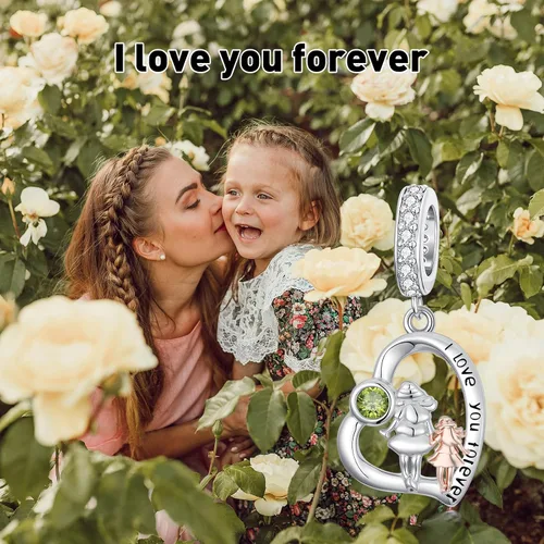Vista 216 de PROESS Dije para padre, madre e hija, pulsera de plata de ley para pulseras, regalos de cumpleaños, día de San Valentín, para hija, madre, amante