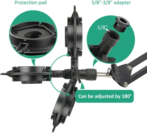 Vista 4 de Brazo de micrófono para Razer Seiren V2 Pro, soporte de micrófono ajustable para micrófono con soporte de choque, filtro pop, parabrisas de espuma