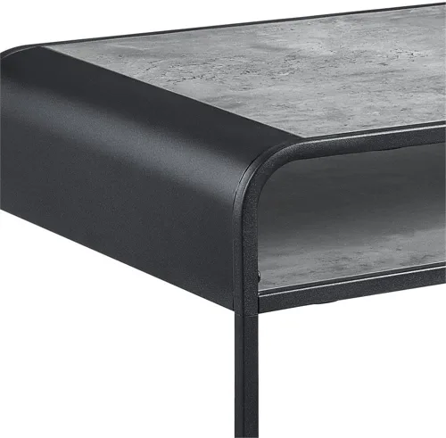 Vista 8 de Acme Muebles Mesa de centro rectangular con estante abierto, gris concreto y negro