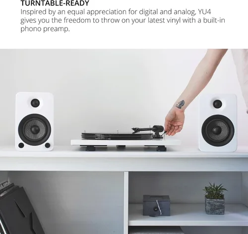 Vista 5 de Kanto YU4GW Altavoces alimentados con Bluetooth y preamplificador de phono incorporado Encendido y apagado automáticos Control remoto incluido