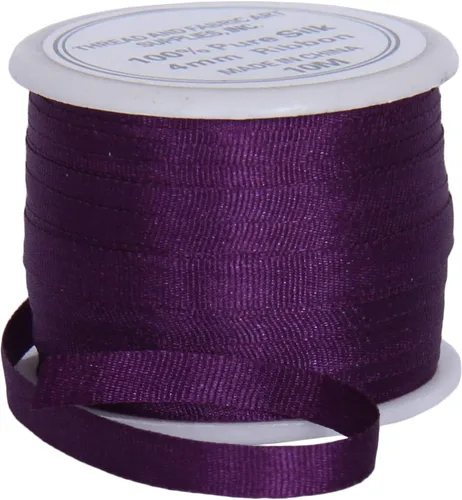 Vista 115 de Threadart Cinta de seda 100% pura - 3 tamaños - Docenas de colores - Castaño - 2 mm No. 524 Soft 100% pure silk ribbon on a single spool - perfect