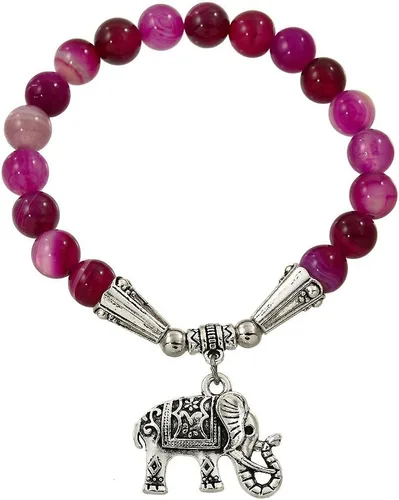 Vista 17 de Falari brazalete de piedras naturales de amuleto de elefante