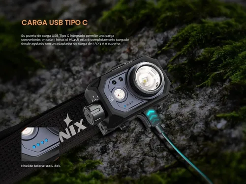 Vista 5 de Fenix HL45R Linterna Frontal con Zoom de 1000 Lúmenes, Recargable USB-C, Alimentación Dual 3X AAA, Detección de Gestos, Enfoque Ajustable con Luz