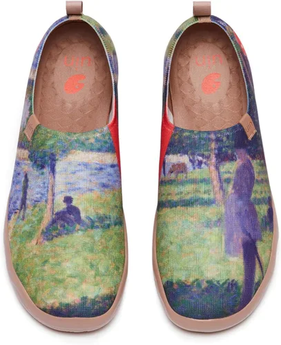 Vista 52 de UIN Zapatos de viaje para caminar para hombre, sin cordones, de lona, informales, ligeros, cómodos y modernos, diseño de perritos felices Ahhhhh