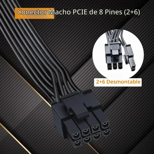 Vista 2 de COMeap Cable PCIe para Corsair, ATX CPU 8 pines macho a doble PCIe 8 pines (6+2) macho cable de alimentación para Corsair Thermaltake ARESGAME 1